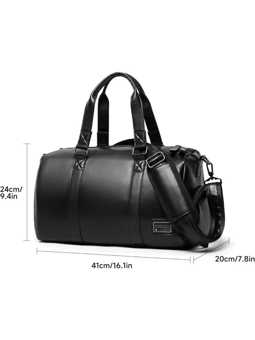 Stylish Waterproof Leather Gym Bag with Shoe Compartment - 20L Travel Duffel